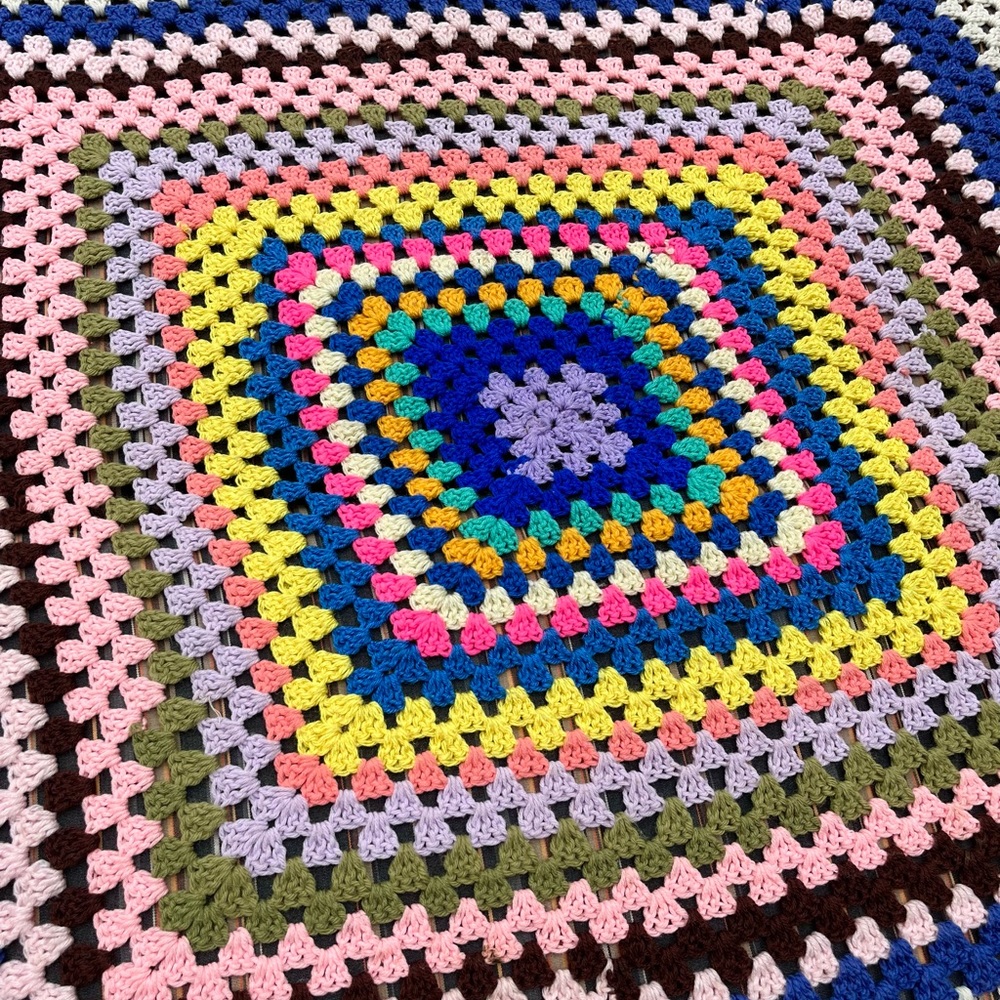 Handmade Afghan Crochet Blanket Throw Granny Square Hand Knitted